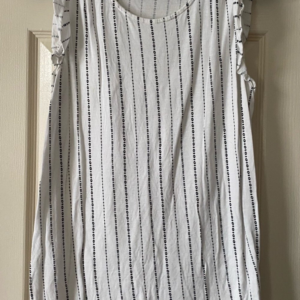 LOFT Black and White Striped Tank Top